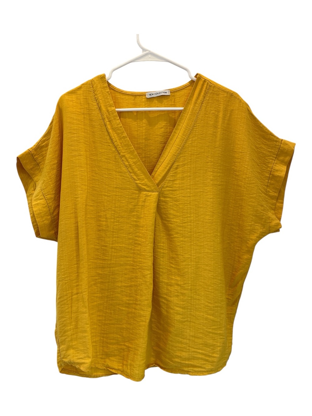 New Collection Yellow Made in Italy V Neck Viscose Flowy Popover Too Blouse M/L